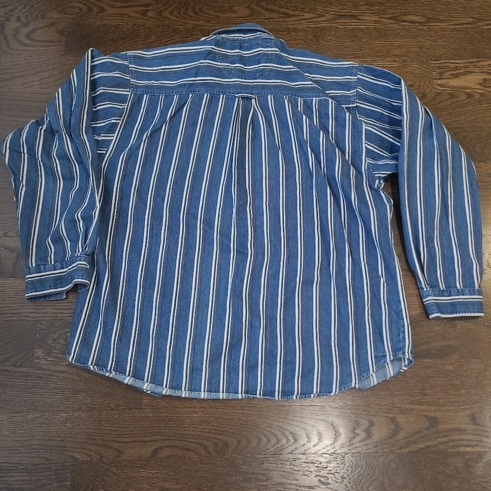 Coliseum Authentic jeans co.Blue Striped denim  Men's Shirt sz.XXL